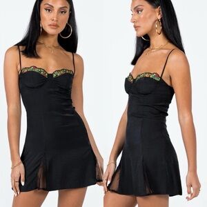 Princess Polly Floreto Mini Dress Black